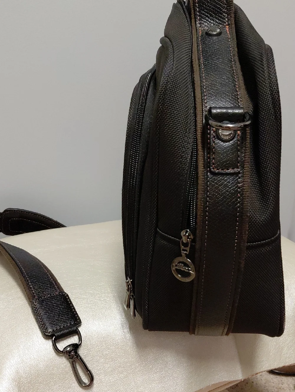 Longchamp Black Travel Briefcase with Padded Shoulder Strap